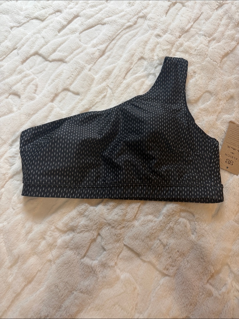 Albion Midnight One-Shoulder Dash Icon Swim Crop Size M.
